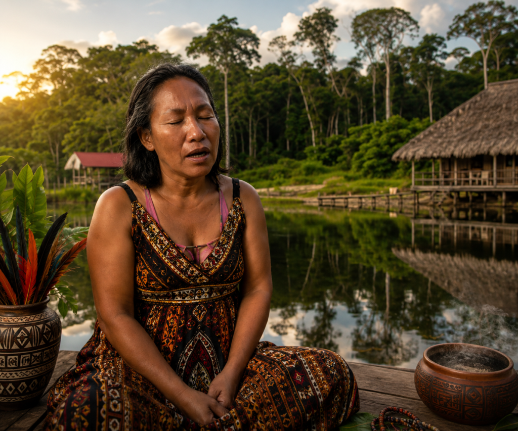 shamanka singing a sacred healing icaro